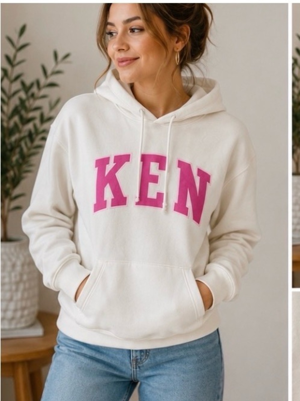 GAP White Hoodie with Pink KEN Graphic